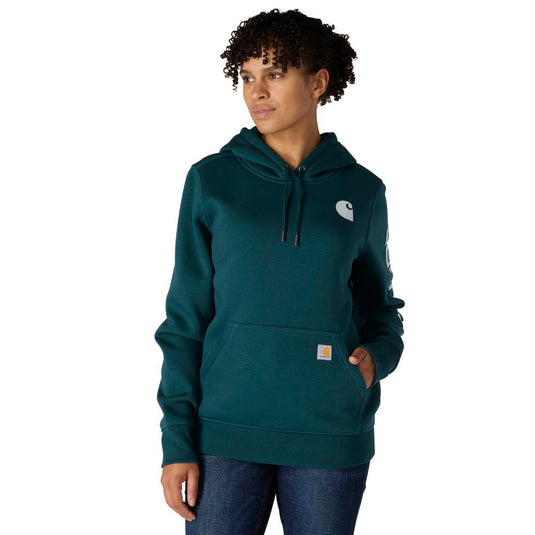 Carhartt W TS2791 Sleeve Logo Hoodie - Greenstone - Front