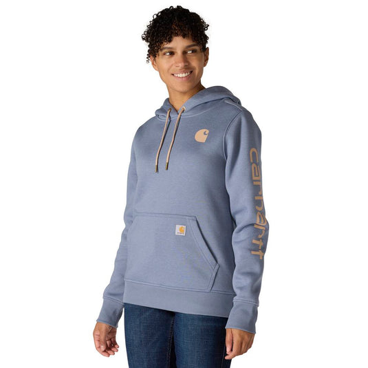 Carhartt W TS2791 Sleeve Logo Hoodie - HLight Faded Navy Heather - Front