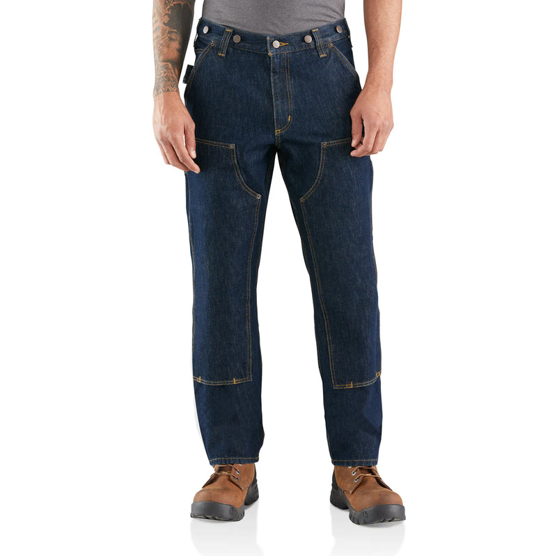 Load image into Gallery viewer, 103890I10 Carhartt Double Front Logger Denim Jean Pants with Supsender Buttons 
