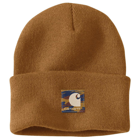 Carhartt AH6336 Camo Patch Beanie - Brown