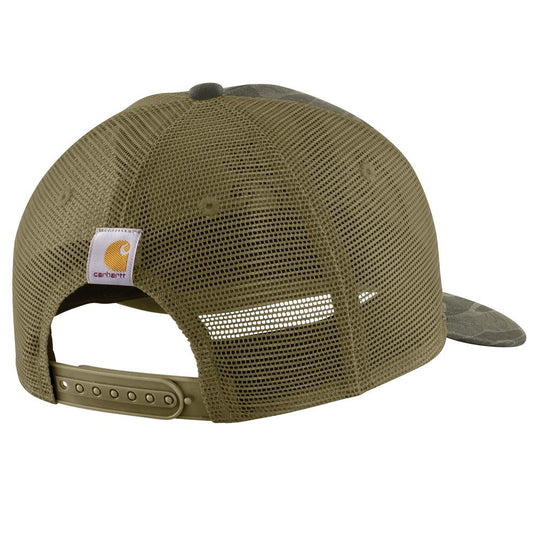 Carhartt AH7003 Wool Camo Logo Mesh Cap - Olive Camo - Back