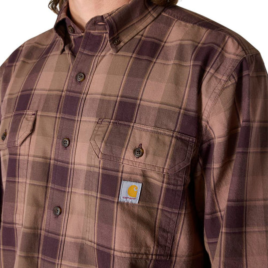 Carhartt TW4447 L/S Plaid Chambray Shirt - Sepia - Chest Pocket