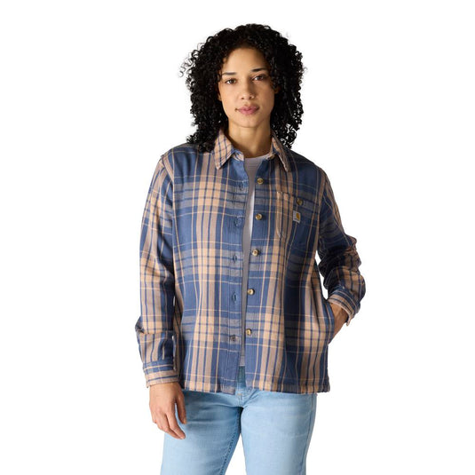 Carhartt W TW7136 Tencel Loose Plaid Shirt - Faded Navy - Front
