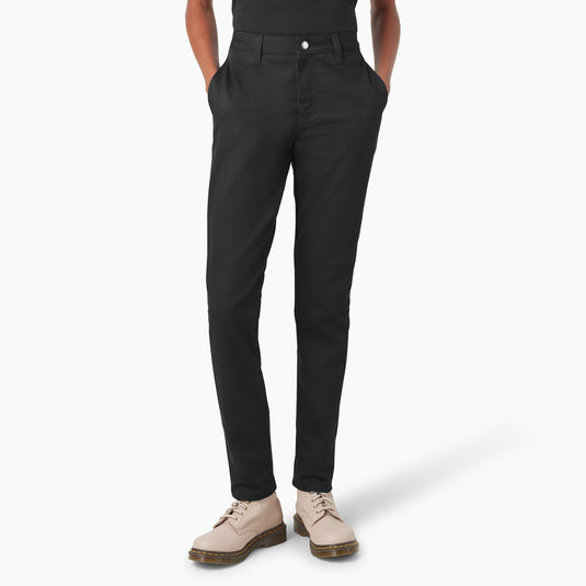 Dickies Women's Skinny Super Flex Pant - Black - Front