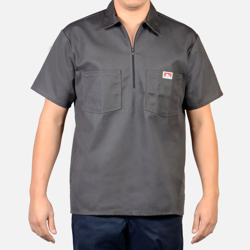 Load image into Gallery viewer, Ben Davis Short Sleeve Solid 1/2 Zip Shirt Charcoal
