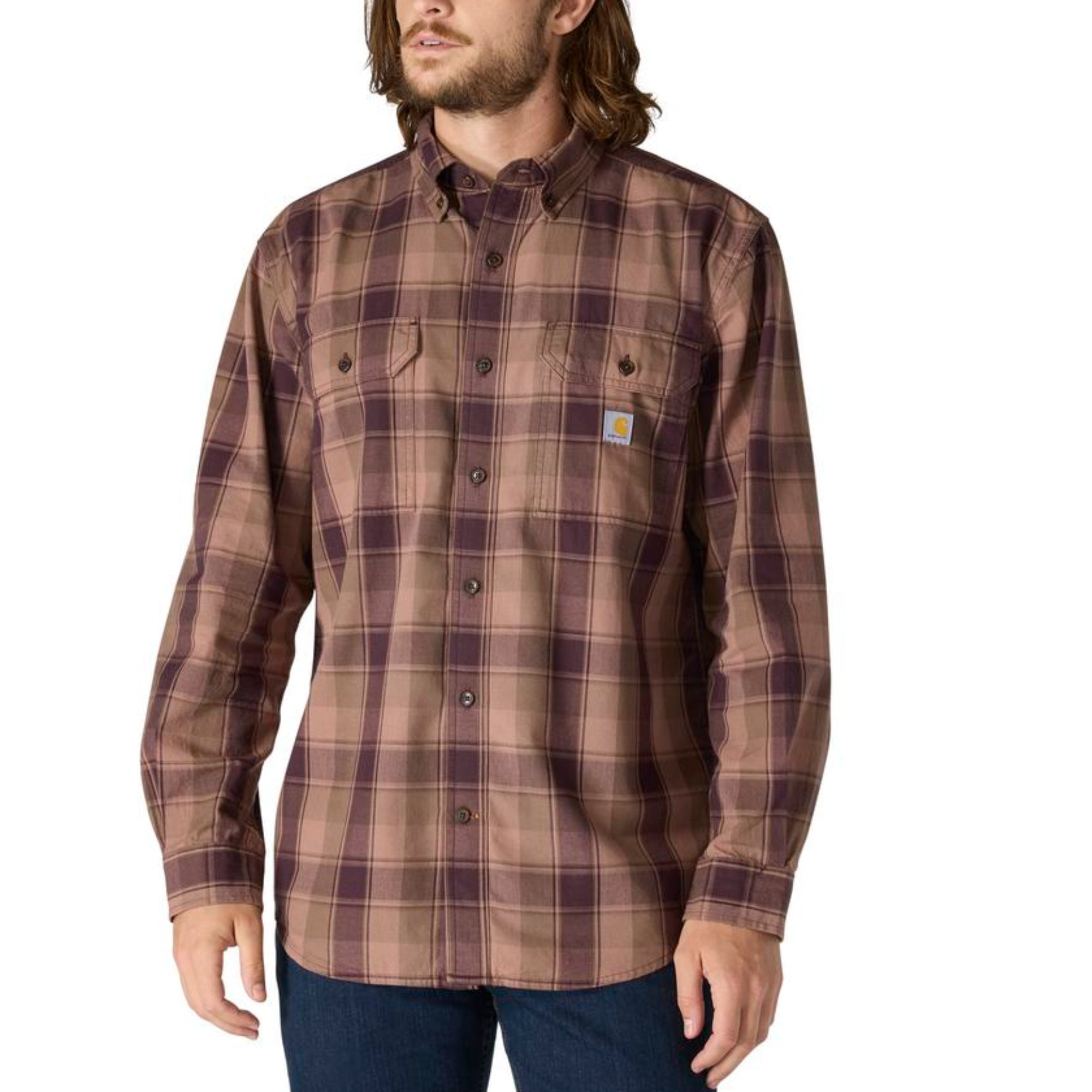 ΠΚΑ マルーン XL シャツ Carhartt_TW4447_L_S_Plaid_Cham