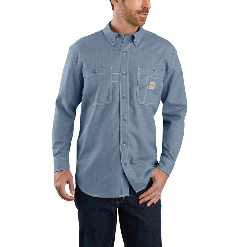 Load image into Gallery viewer, Carhartt Flame-Resistant Force® Loose Fit Lightweight Long Sleeve Work Shirt Steel Blue
