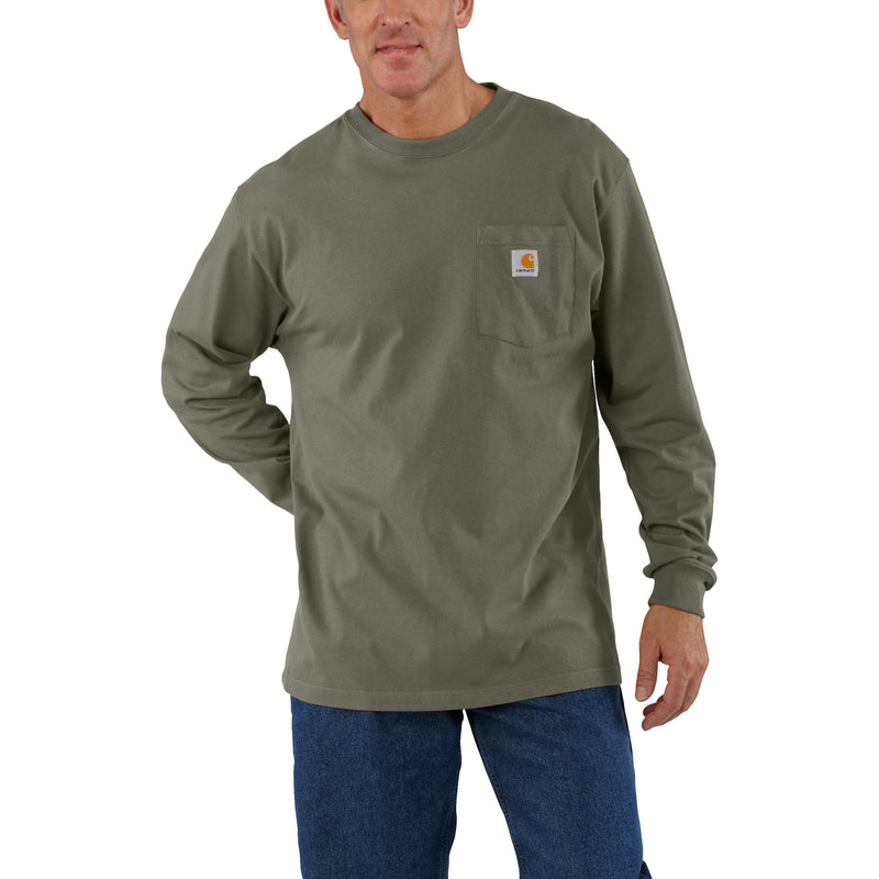 Load image into Gallery viewer, Carhartt K126 Loose Fit Heavyweight Long Sleeve Pocket Tee Dusty Olive
