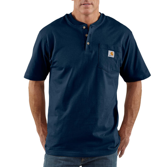 Carhartt Loose Fit Heavyweight Short-Sleeve Pocket Henley T-Shirt Navy