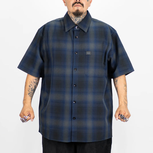 FB County S/S Checker Flannel Shirt - Royal-Black-Gray - Front