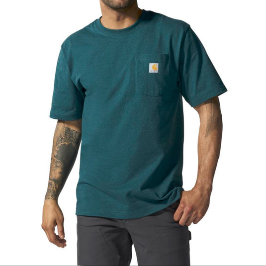 Carhartt K87 S/S Loose Fit Pocket Tee - Greenstone Heather - Front