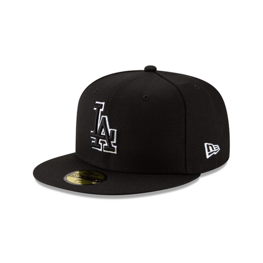 New Era Basic Dodgers Cap - Black/White Outline