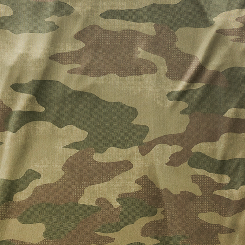 Load image into Gallery viewer, Close-up of camouflage fabric with green, brown, and beige colors.
