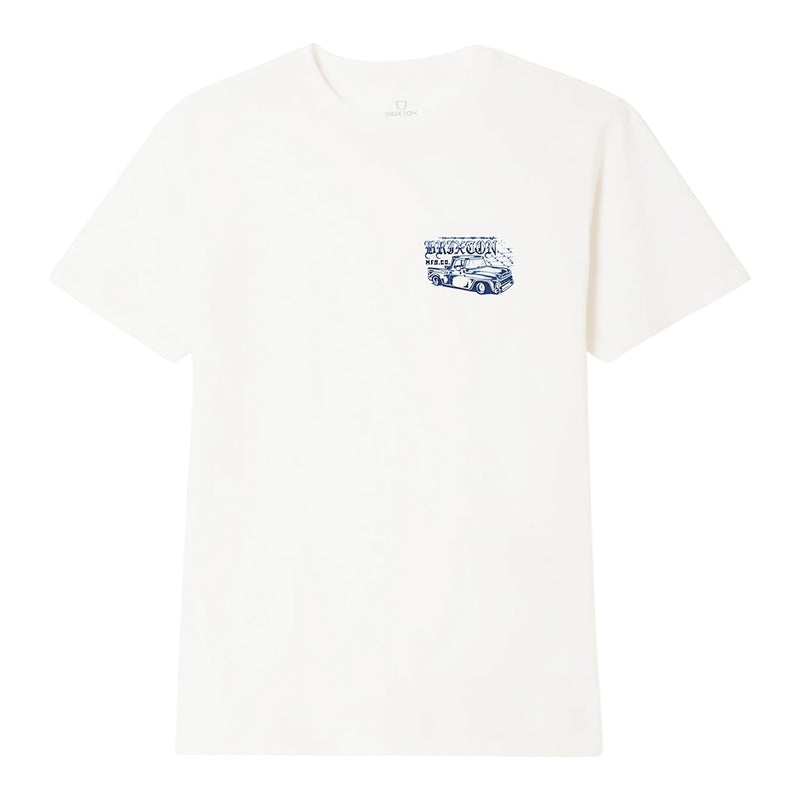 Load image into Gallery viewer, The front of a standard-fit t-shirt is crafted from 100% cotton, delivering a soft, breathable feel that’s comfortable enough for all-day wear. The back showcases a bold Brixton garage-inspired graphic, blending vintage illustration with rebellious, street-ready attitude. 
