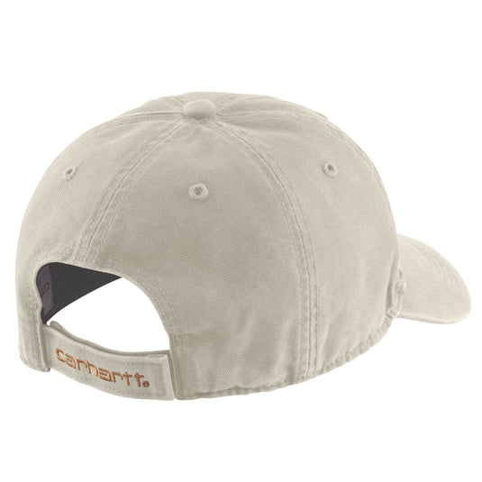 Light sand cap with Carhartt logo on velcro adjustable strap