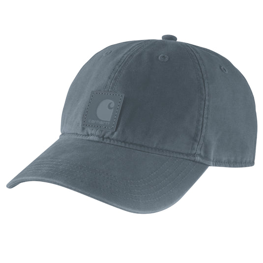 Blue canvas cap with a Carhartt logo on a tonal patch