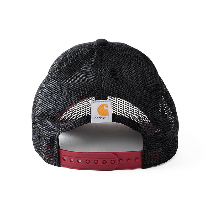 Load image into Gallery viewer, Black mesh cap with Carhartt logo and snapback adjustable strap
