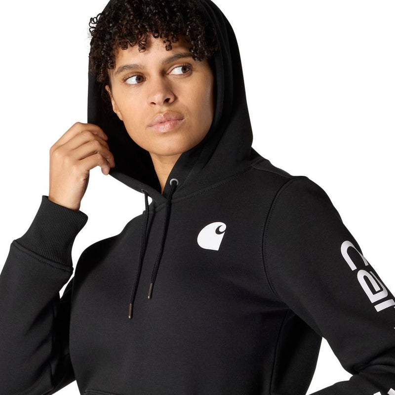 Load image into Gallery viewer, Carhartt W TS2791 Sleeve Logo Hoodie - Black - Hood
