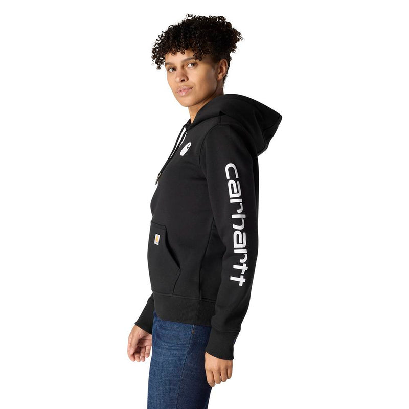 Load image into Gallery viewer, Carhartt W TS2791 Sleeve Logo Hoodie - Black - Side
