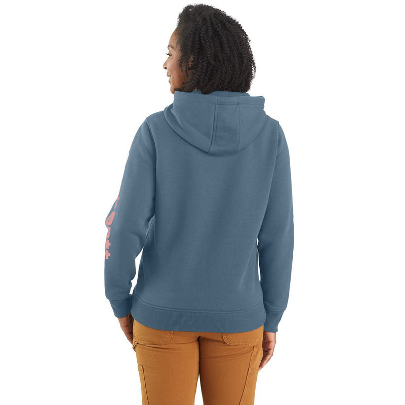 Load image into Gallery viewer, Carhartt W TS2791 Sleeve Logo Hoodie - Thundercloud - Back
