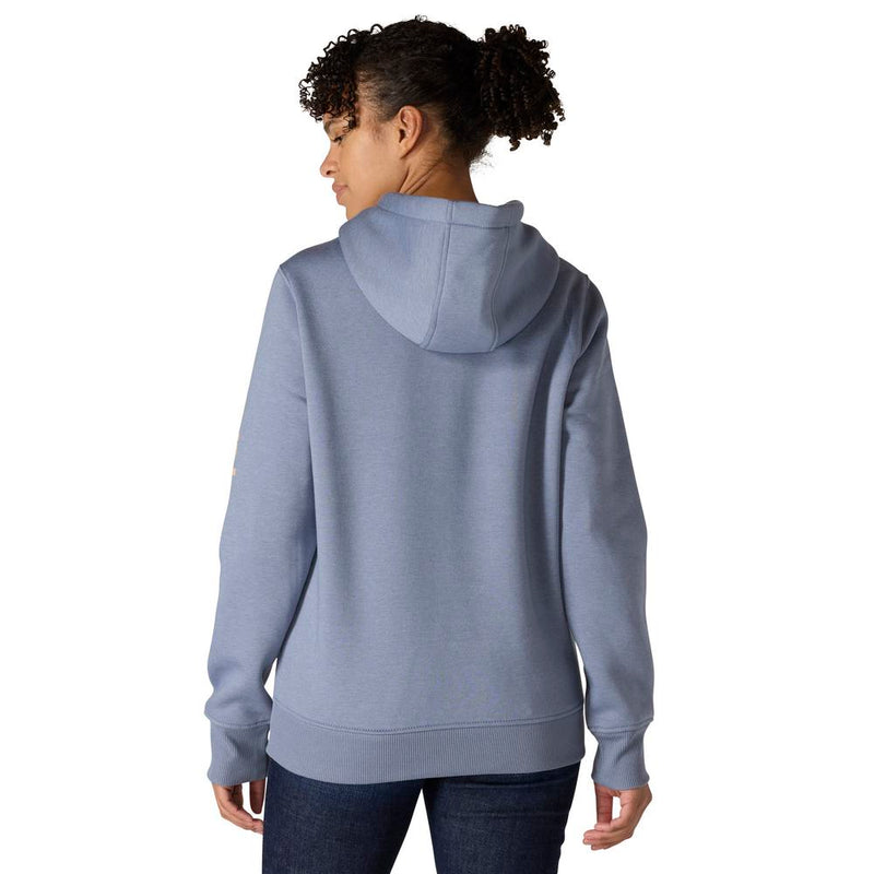 Load image into Gallery viewer, Carhartt W TS2791 Sleeve Logo Hoodie - HLight Faded Navy Heather - Back
