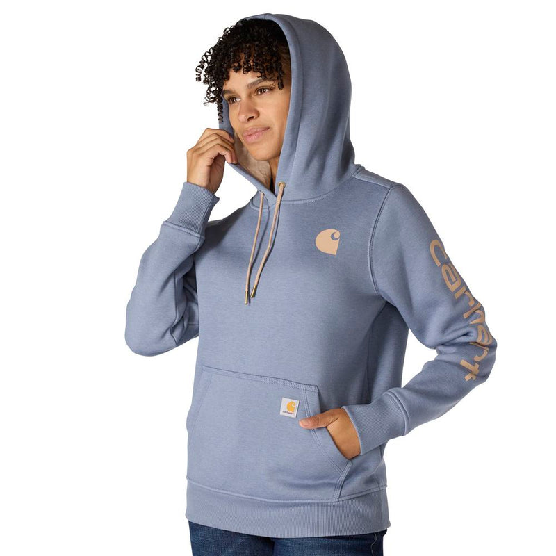 Load image into Gallery viewer, Carhartt W TS2791 Sleeve Logo Hoodie - HLight Faded Navy Heather - Hood
