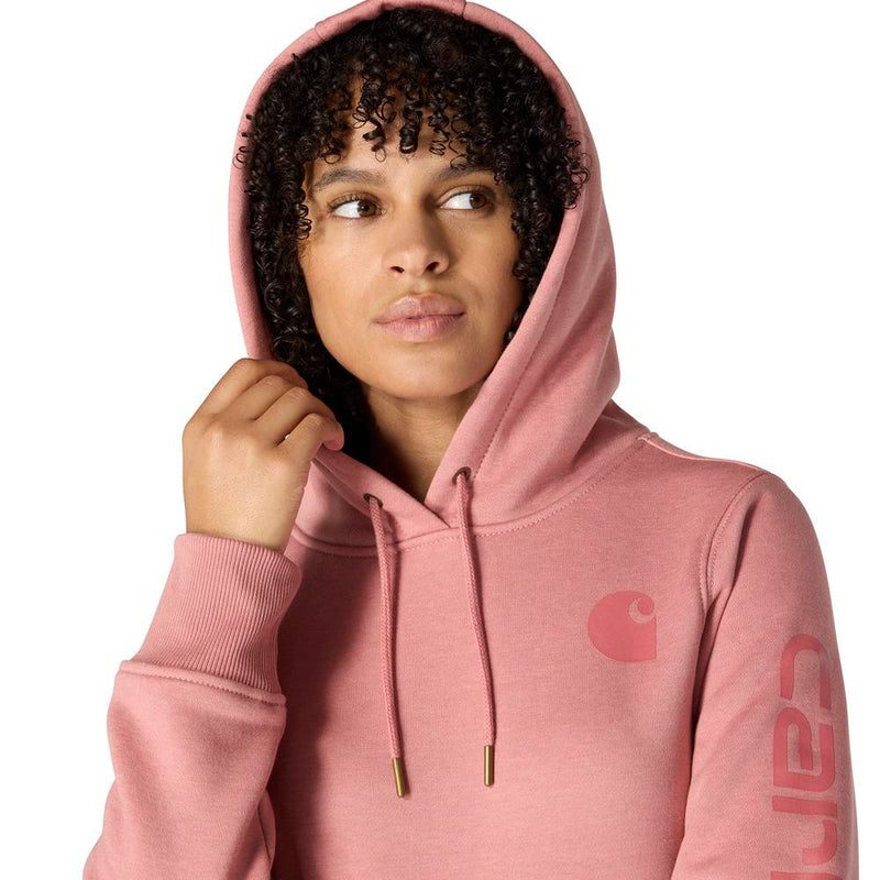 Load image into Gallery viewer, Carhartt W TS2791 Sleeve Logo Hoodie - Rose Tint - Hood
