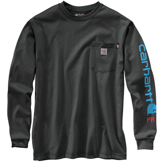 Carhartt FR TK4130 L/S Sleeve Logo Tee - Carbon Heather