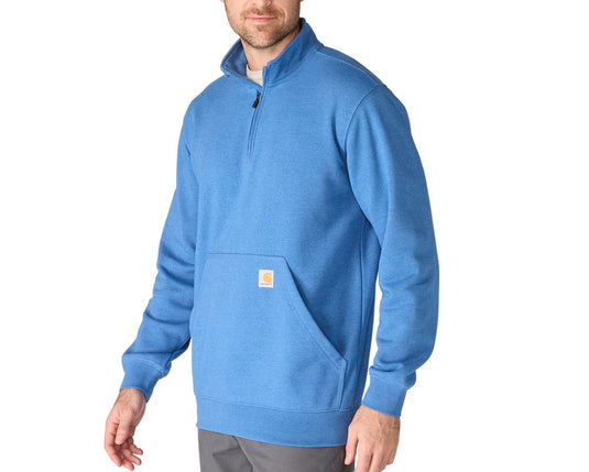 Carhartt TS5294 Qtr Zip Mock Sweatshirt - Dark Tranquil Blue Heather
