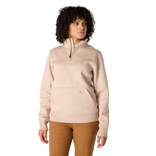 Carhartt W TS5295 Qtr Zip Sweatshirt - Light Taupe Heather - Front