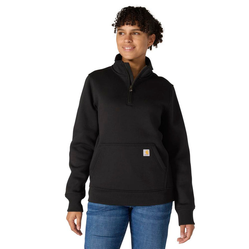 Load image into Gallery viewer, Carhartt W TS5295 Qtr Zip Sweatshirt - Black - Front
