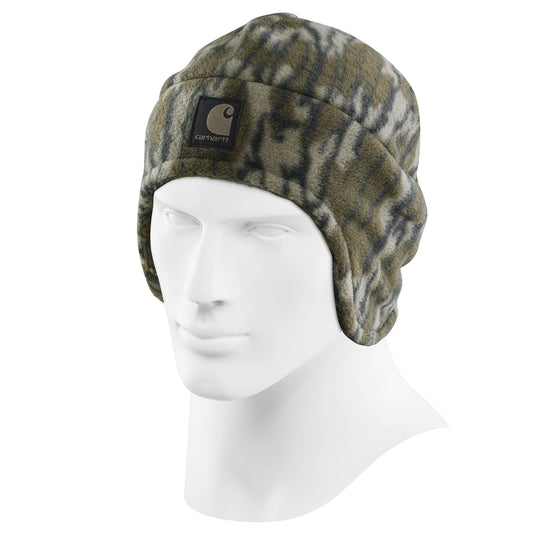 Camouflage fleece beanie with Carhartt patch logo