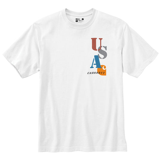 Carhartt Relaxed Fit White tee that is Made in the USA