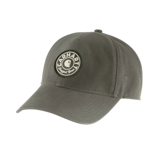 Carhartt AH6134 Rugged Gear Patch Strapback Cap in dusty olive green.