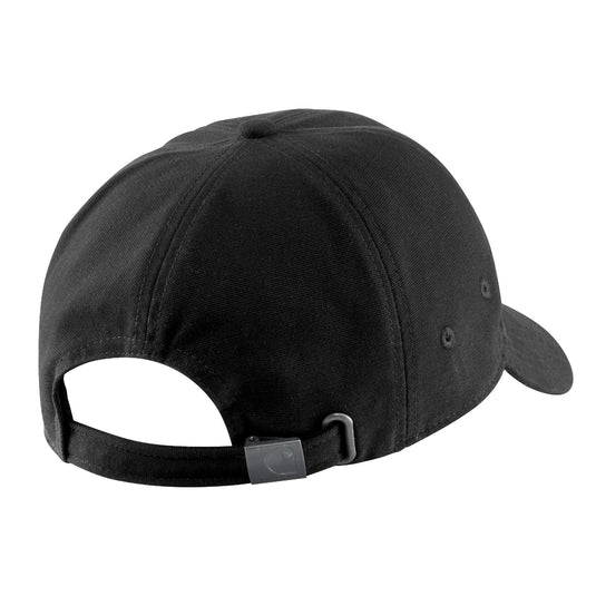 Carhartt AH6134 Rugged Gear Patch Strapback Cap in black.