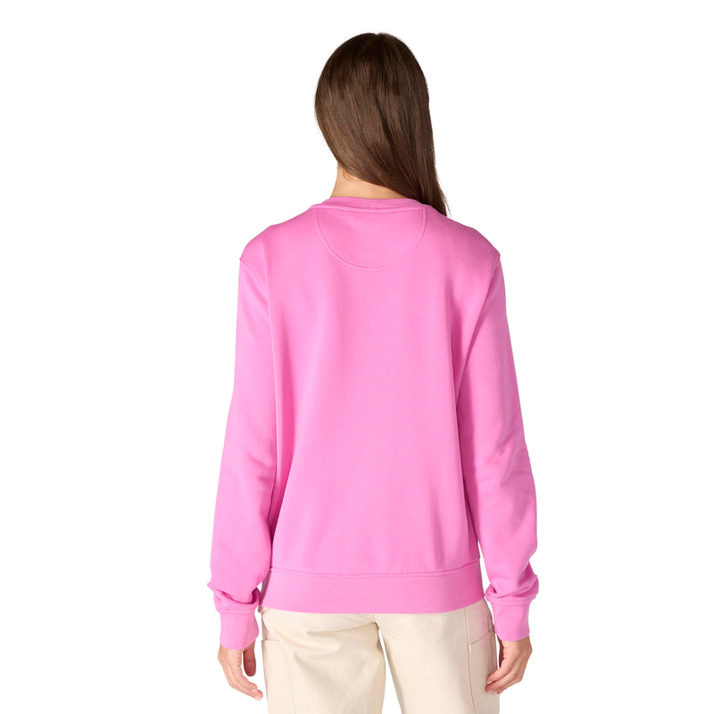 Load image into Gallery viewer, Person wearing a pink fleece crewneck sweatshirt on a white background
