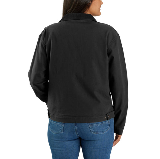 Women's Carhartt Rugged Flex® Loose Fit Canvas Detroit Jacket Black - Back