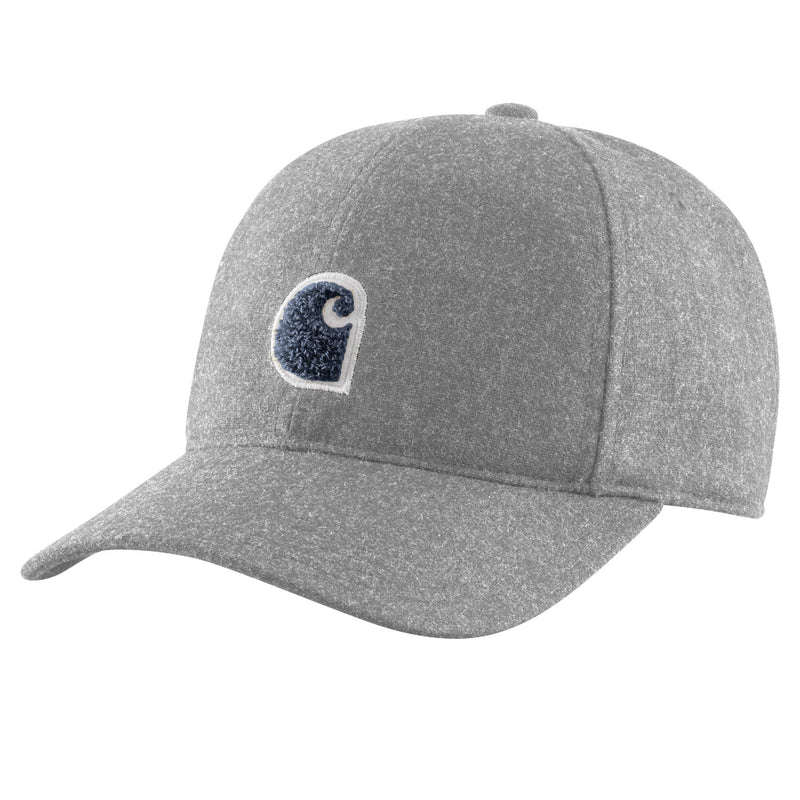 Load image into Gallery viewer, Heather gray cap with a textured Carhartt "C" logo on the front.
