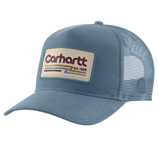 Blue cap with Carhartt 1889 retro logo on the back.