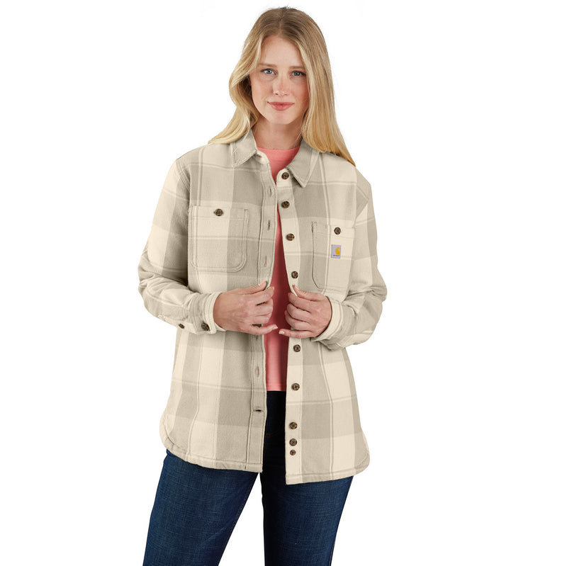 Load image into Gallery viewer, Women&#39;s Carhartt Loose Fit Twill Shirt Jac - Oat Milk - Front
