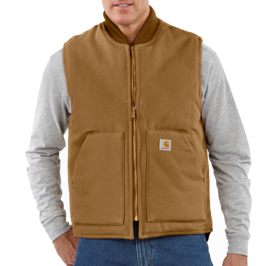 Carhartt V01 Relaxed Fit Firm Duck Insulated Rib Collar Vest - Carhartt Brown - Front