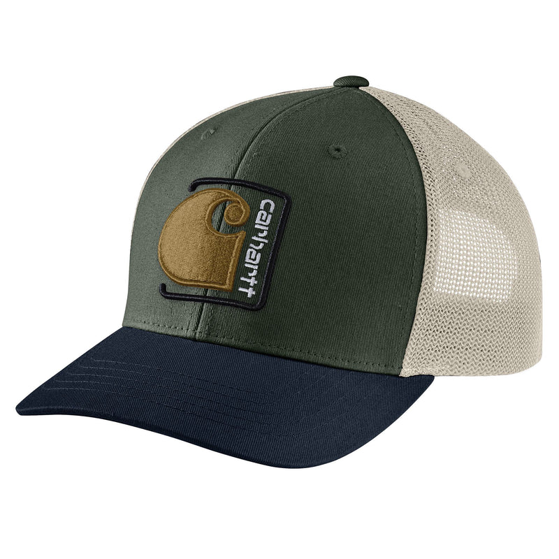 Load image into Gallery viewer, Green and navy cap with Carhartt logo.
