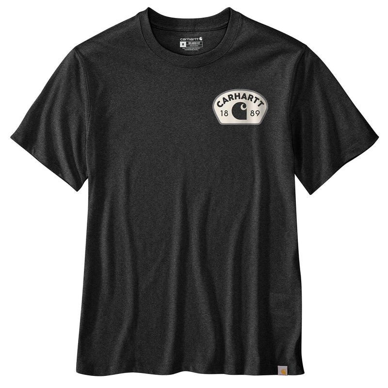 Load image into Gallery viewer, Carhartt TK6769 1889 Stamp Short Sleeve Tee - Carbon Heather - Front
