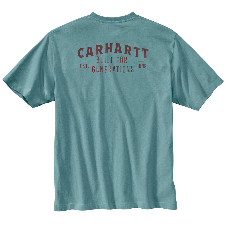 Load image into Gallery viewer, Carhartt TK6771 Lightweight Short Sleeve Built Graphic Pocket Tee - Summer Blue - Back
