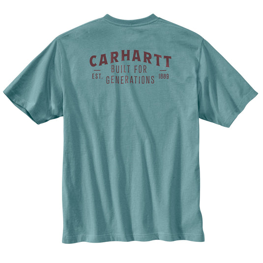 Carhartt TK6771 Lightweight Short Sleeve Built Graphic Pocket Tee - Summer Blue - Back