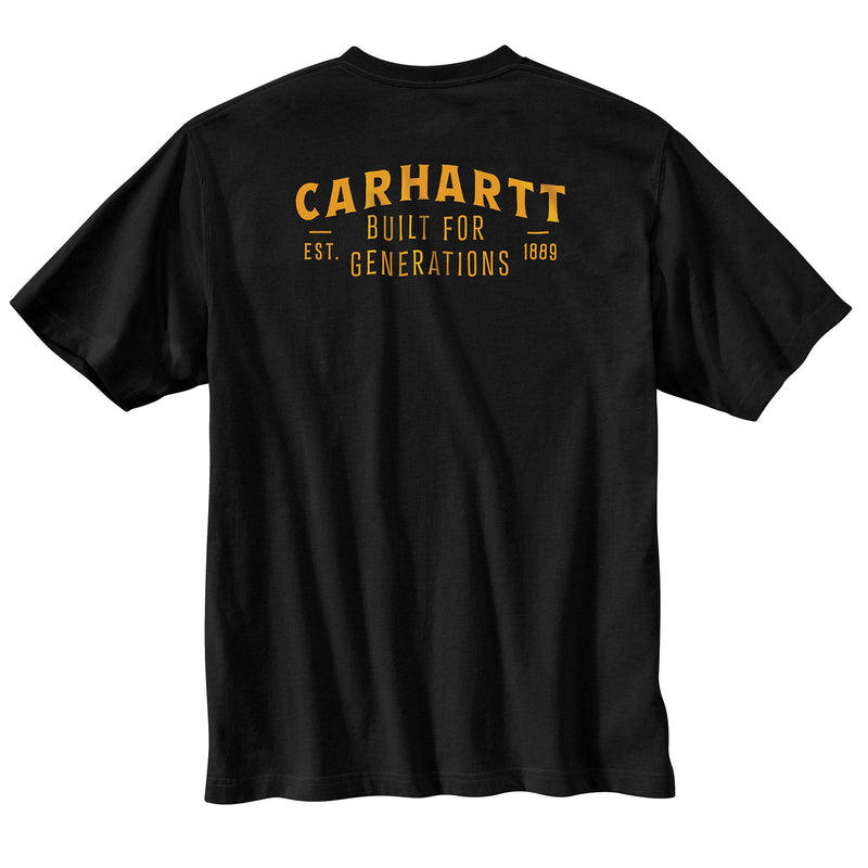Load image into Gallery viewer, Carhartt TK6771 Lightweight Short Sleeve Built Graphic Pocket Tee - Black - Back
