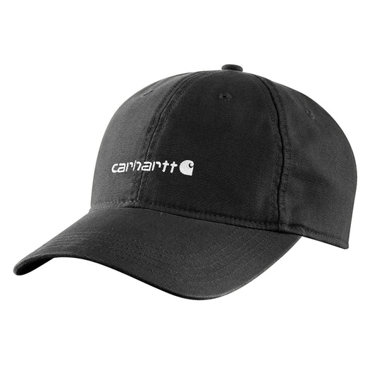 Black cap with Carhartt logo embroidered on the front.
