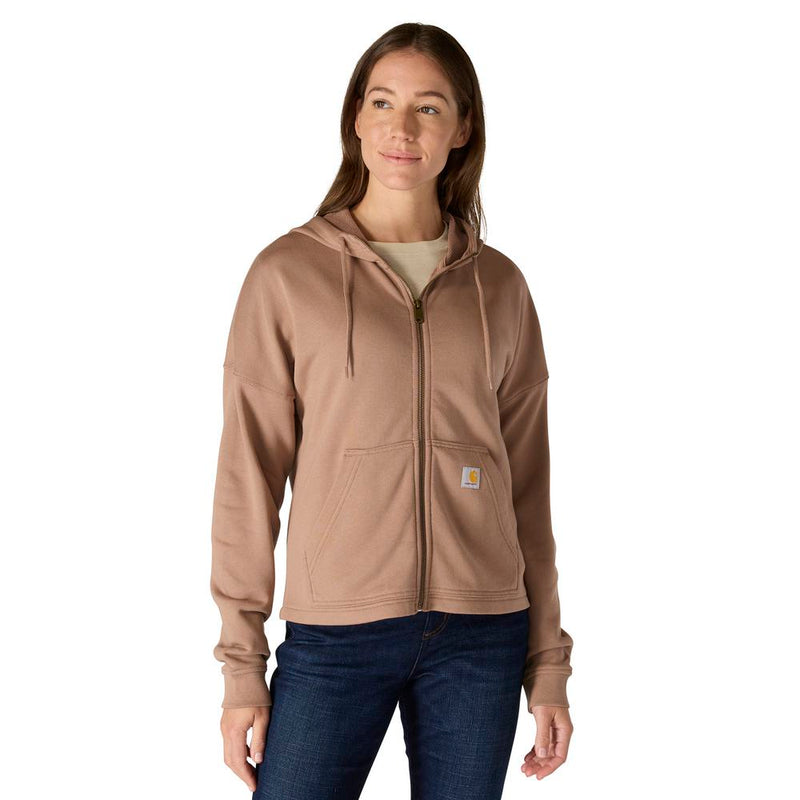 Load image into Gallery viewer, Carhartt W TS6837 Tencel Loose Fit Zip Sweatshirt - Soft Sepia - Front
