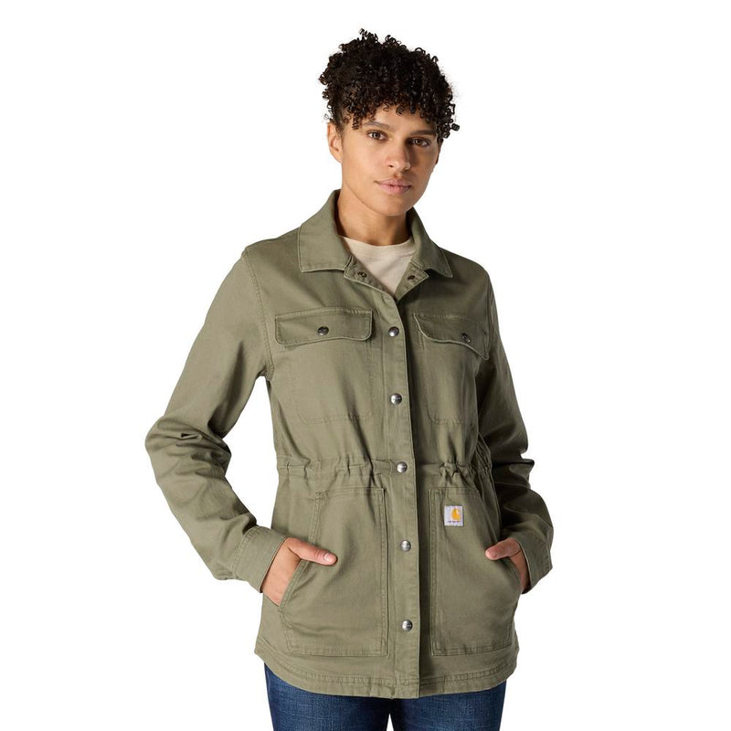 Load image into Gallery viewer, Carhartt W OC6850 Canvas Coat - Dusty Olive - Front
