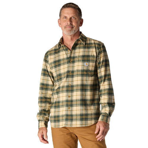 Carhartt TW5945 L/S RF MW Flannel Shirt - Forestry Green - Front